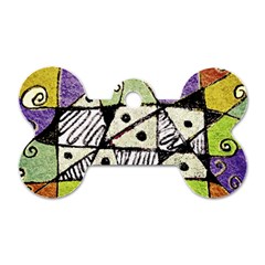 Multicolored Tribal Print Abstract Art Dog Tag Bone (two Sided) by dflcprints