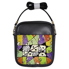 Multicolored Tribal Print Abstract Art Girl s Sling Bag by dflcprints