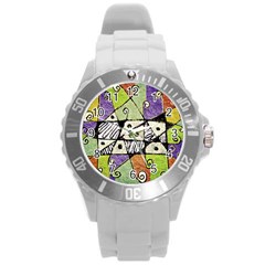 Multicolored Tribal Print Abstract Art Plastic Sport Watch (large) by dflcprints