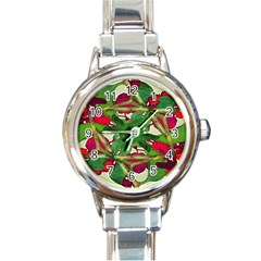 Floral Print Colorful Pattern Round Italian Charm Watch by dflcprints