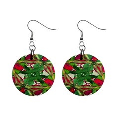 Floral Print Colorful Pattern Mini Button Earrings by dflcprints