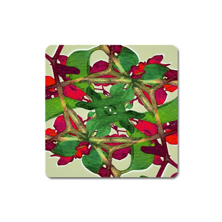 Floral Print Colorful Pattern Magnet (Square)