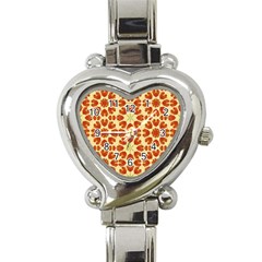 Colorful Floral Print Vector Style Heart Italian Charm Watch  by dflcprints