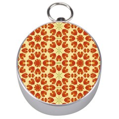 Colorful Floral Print Vector Style Silver Compass by dflcprints