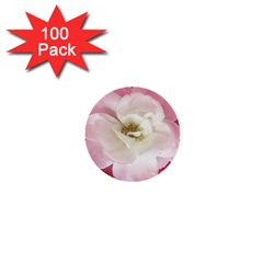 White Rose With Pink Leaves Around  1  Mini Button (100 Pack) by dflcprints