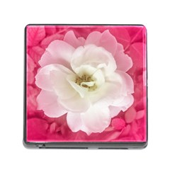 White Rose With Pink Leaves Around  Memory Card Reader With Storage (square) by dflcprints