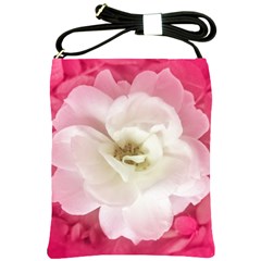 White Rose With Pink Leaves Around  Shoulder Sling Bag by dflcprints