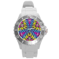 Crazy Zebra Print  Plastic Sport Watch (large) by OCDesignss