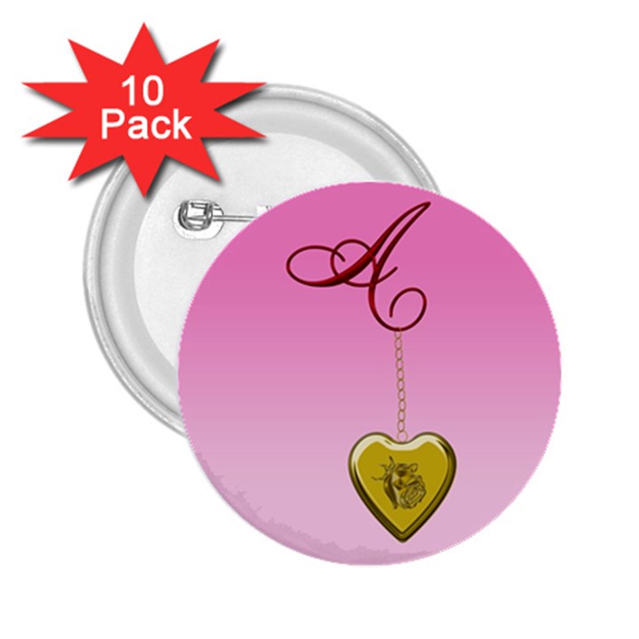 A Golden Rose Heart Locket 2.25  Button (10 pack)