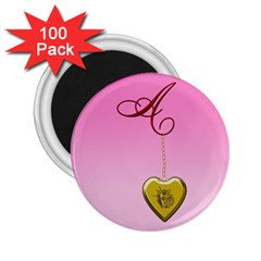 A Golden Rose Heart Locket 2 25  Magnet (100 Pack) 