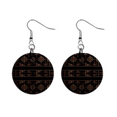 Dark Geometric Abstract Pattern Mini Button Earrings by dflcprints