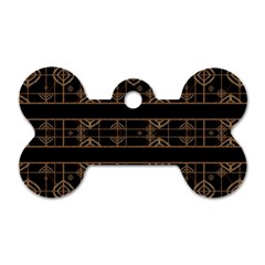 Dark Geometric Abstract Pattern Dog Tag Bone (two Sided)