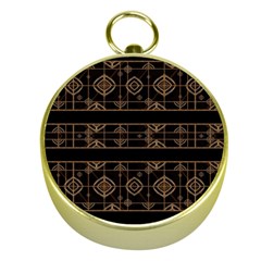 Dark Geometric Abstract Pattern Gold Compass by dflcprints