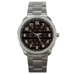 Dark Geometric Abstract Pattern Sport Metal Watch by dflcprints