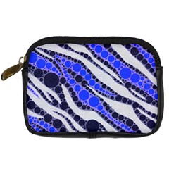 Blue Zebra Bling  Digital Camera Leather Case by OCDesignss