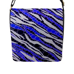Blue Zebra Bling  Flap Closure Messenger Bag (large) by OCDesignss