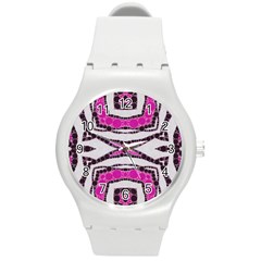 Pink Black Zebra  Plastic Sport Watch (medium) by OCDesignss