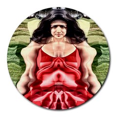 Cubist Woman 8  Mouse Pad (round) by icarusismartdesigns