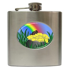 Pot Of Gold With Gerbil Hip Flask by designedwithtlc