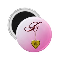 B Golden Rose Heart Locket 2 25  Button Magnet