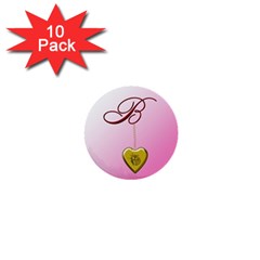B Golden Rose Heart Locket 1  Mini Button (10 Pack) by cherestreasures