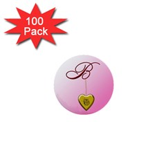 B Golden Rose Heart Locket 1  Mini Button (100 Pack) by cherestreasures