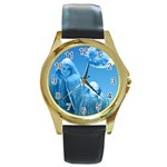 Full Moon Rising Round Leather Watch (Gold Rim)  Front