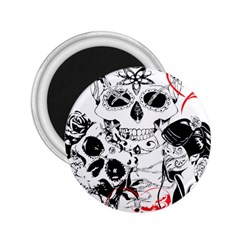 Skull Love Affair 2 25  Button Magnet by vividaudacity