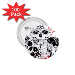 Skull Love Affair 1 75  Button (100 Pack) by vividaudacity