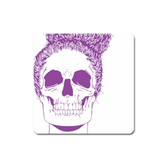 Purple Skull Bun Up Magnet (square)