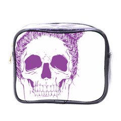 Purple Skull Bun Up Mini Travel Toiletry Bag (one Side) by vividaudacity