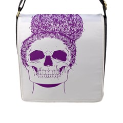 Purple Skull Bun Up Flap Closure Messenger Bag (large) by vividaudacity