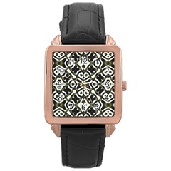 Abstract Geometric Modern Pattern  Rose Gold Leather Watch  by dflcprints