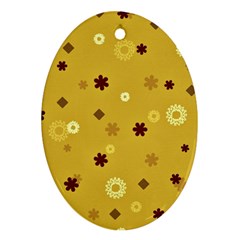 Abstract Geometric Shapes Design in Warm Tones Oval Ornament