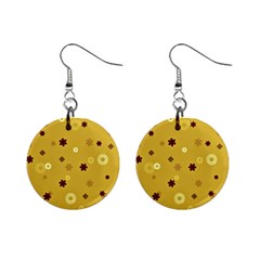 Abstract Geometric Shapes Design in Warm Tones Mini Button Earrings