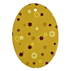 Abstract Geometric Shapes Design in Warm Tones Oval Ornament (Two Sides)