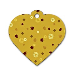Abstract Geometric Shapes Design in Warm Tones Dog Tag Heart (Two Sided)