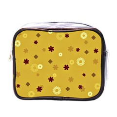 Abstract Geometric Shapes Design in Warm Tones Mini Travel Toiletry Bag (One Side)