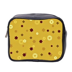 Abstract Geometric Shapes Design in Warm Tones Mini Travel Toiletry Bag (Two Sides)