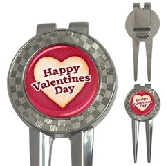 Heart Shaped Happy Valentine Day Text Design Golf Pitchfork & Ball Marker by dflcprints