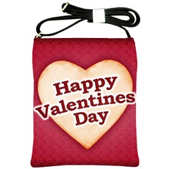 Heart Shaped Happy Valentine Day Text Design Shoulder Sling Bag by dflcprints