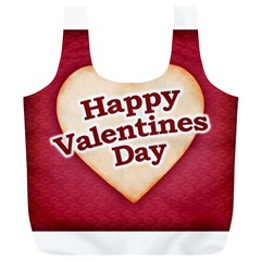 Heart Shaped Happy Valentine Day Text Design Reusable Bag (xl) by dflcprints