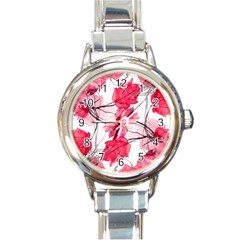 Floral Print Swirls Decorative Design Round Italian Charm Watch by dflcprints