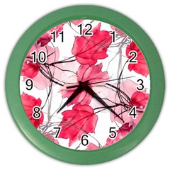 Floral Print Swirls Decorative Design Wall Clock (color) by dflcprints
