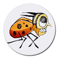 Funny Bug Running Hand Drawn Illustration 8  Mouse Pad (round) by dflcprints