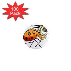 Funny Bug Running Hand Drawn Illustration 1  Mini Button Magnet (100 Pack) by dflcprints