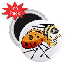 Funny Bug Running Hand Drawn Illustration 2 25  Button Magnet (100 Pack) by dflcprints