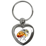 Funny Bug Running Hand Drawn Illustration Key Chain (Heart) Front