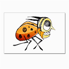 Funny Bug Running Hand Drawn Illustration Postcard 4 x 6  (10 Pack) by dflcprints