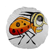 Funny Bug Running Hand Drawn Illustration 15  Premium Round Cushion  by dflcprints